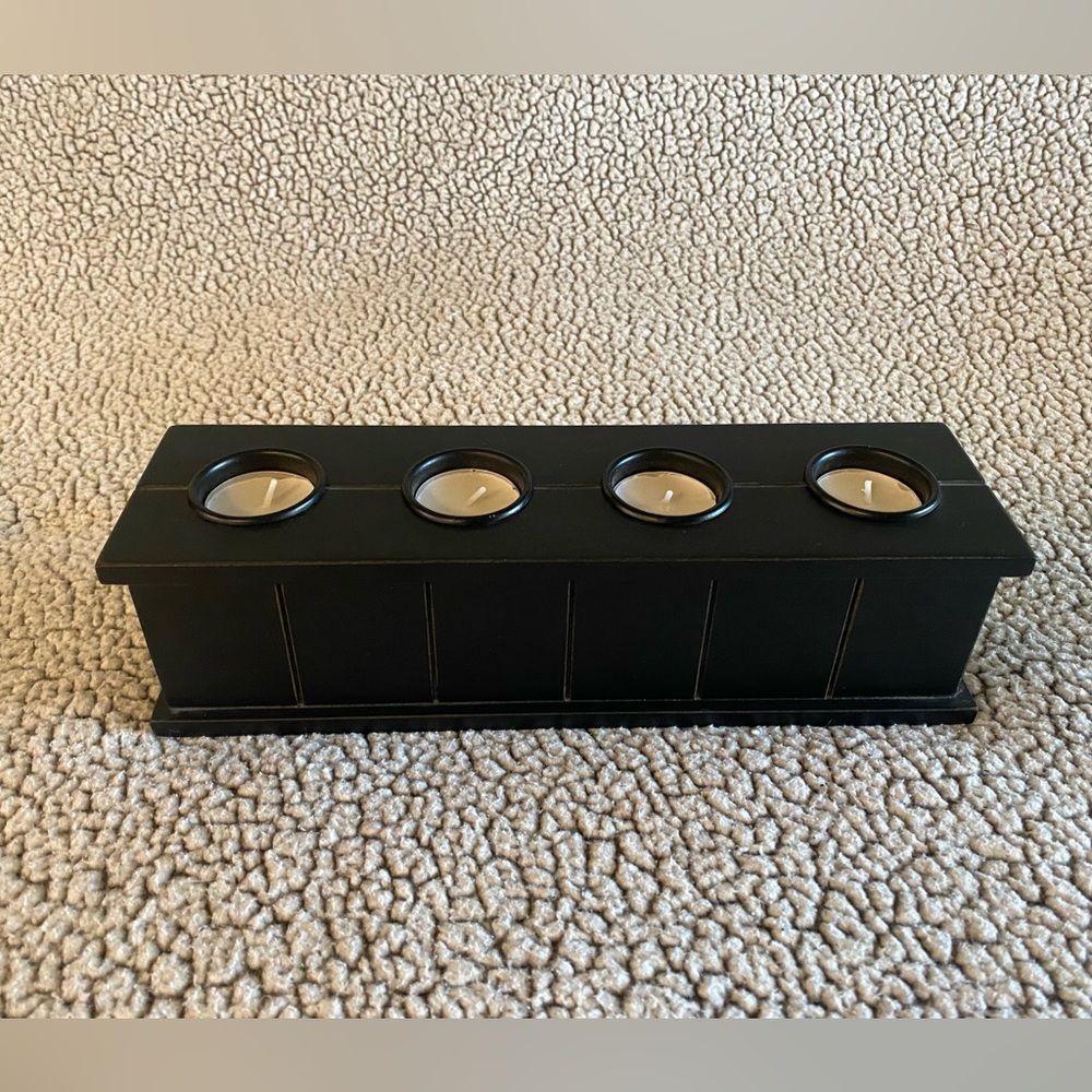 Home Decor Accent Tealight Candle Holder Modern Contemporary Black Rectangular